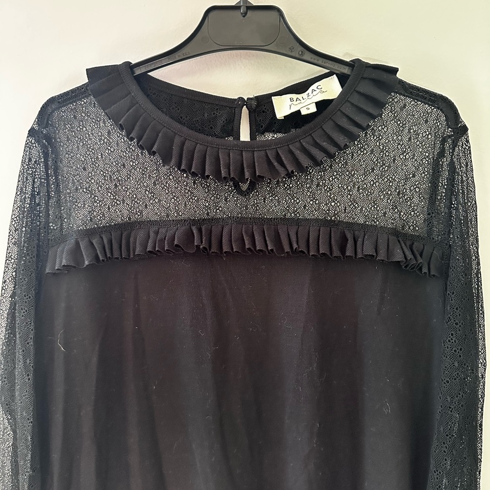 Balzac Paris Chic Black Sheer Women's Blouse